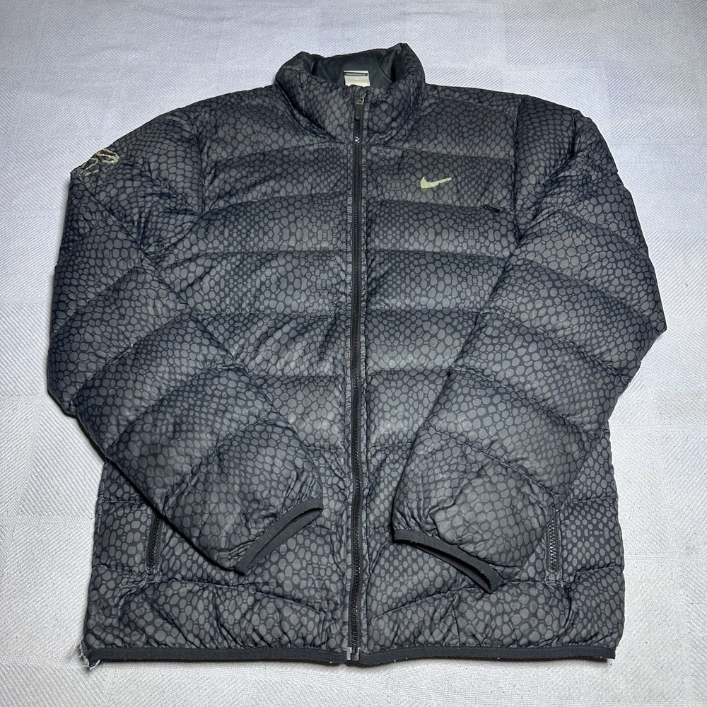 Nike Kobe Bryant Puffer Jacket Men Medium Goose Down Snakeskin Print Black Mamba